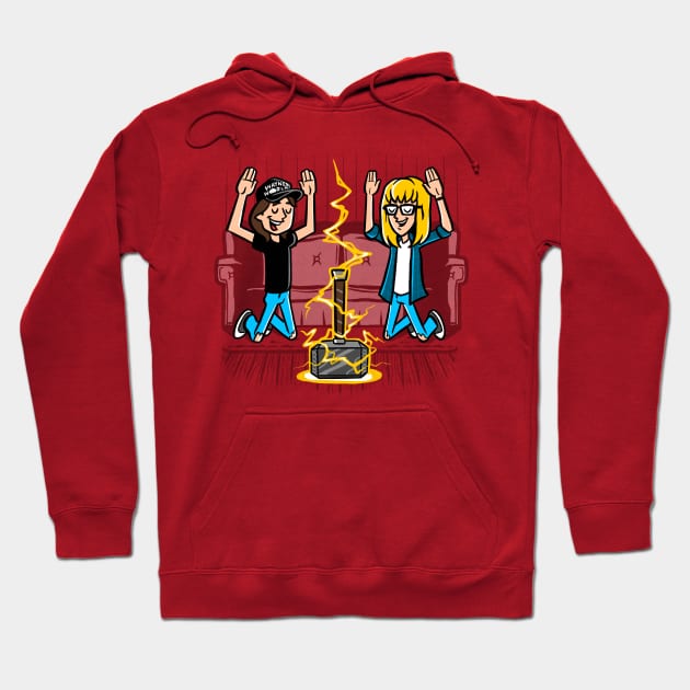 We're Not Worthy! Hoodie by harebrained